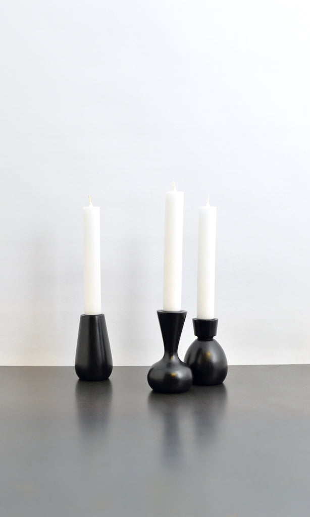 Mango wood candle holders