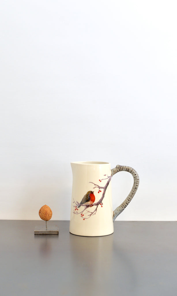 Jug with Red Robin bird