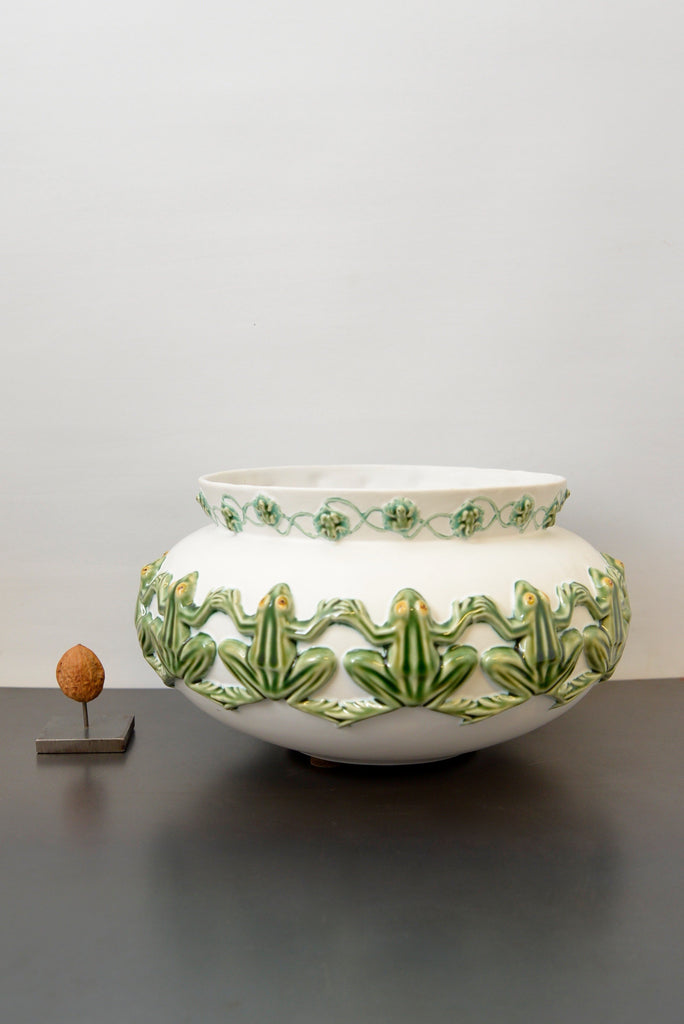 Vase with frogs ceramic