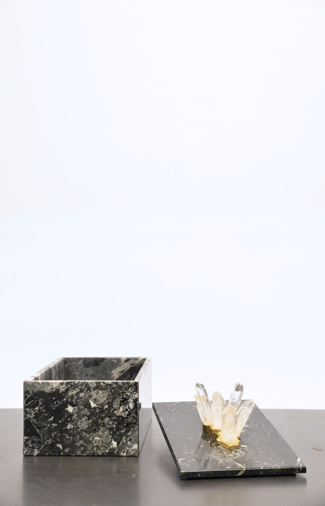 Marble black box with rock crystal
