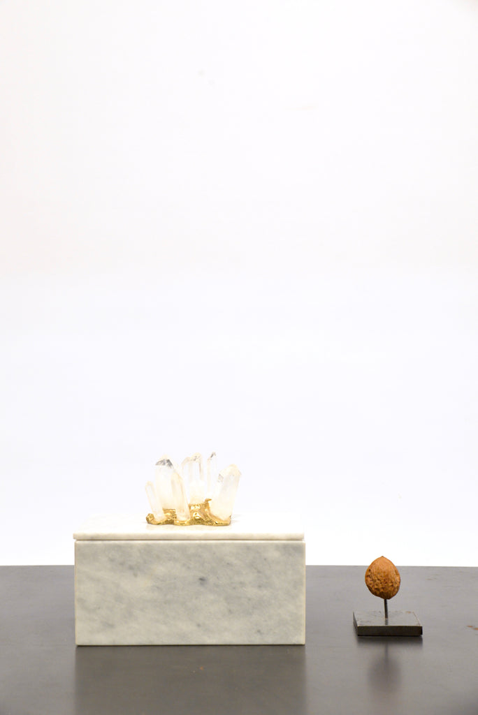 Marble white box with rock crystal