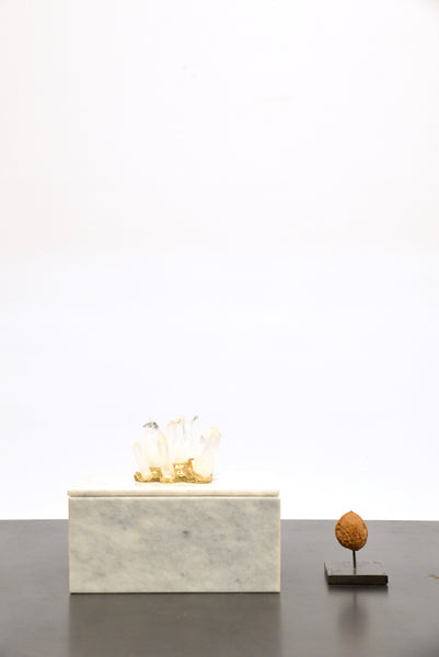 Marble white box with rock crystal