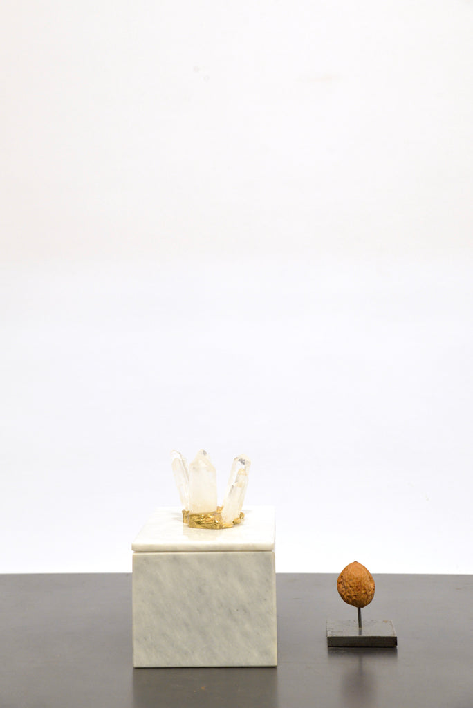 Marble white box with rock crystal