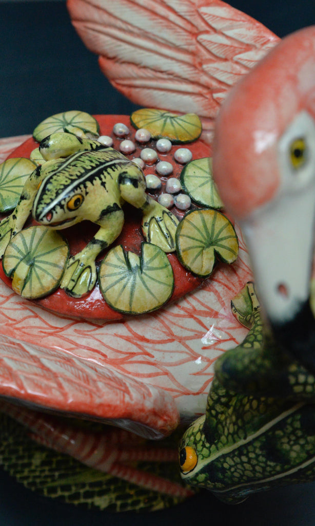 Ardmore flamingo with frog bowl
