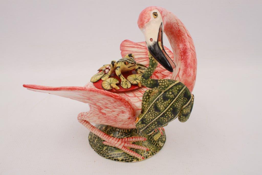 Ardmore ceramics flamingo frog bowl