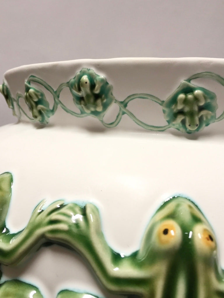 Vase with frogs ceramic