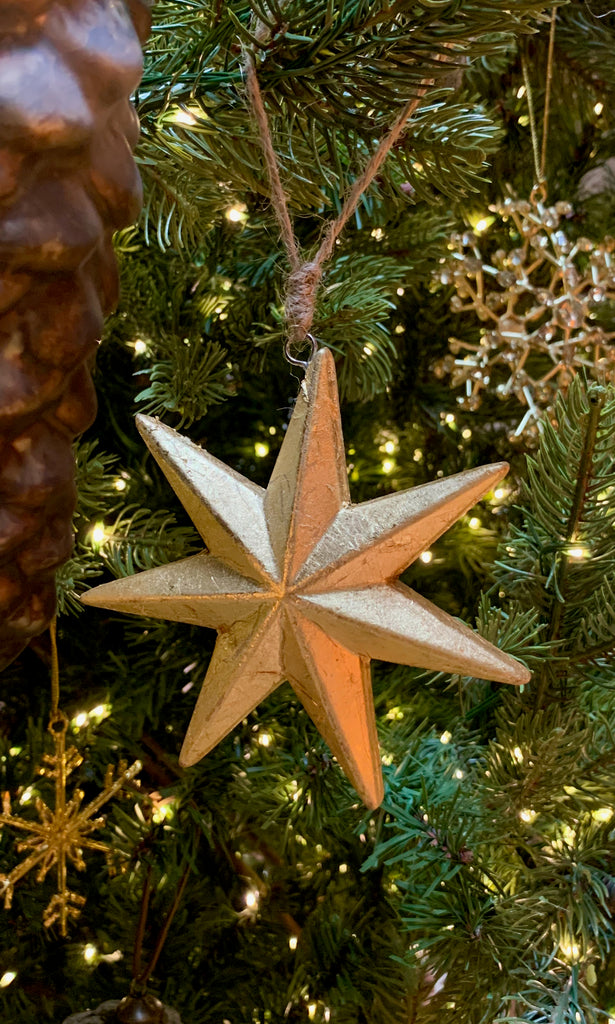 Wooden star gold tree decoration