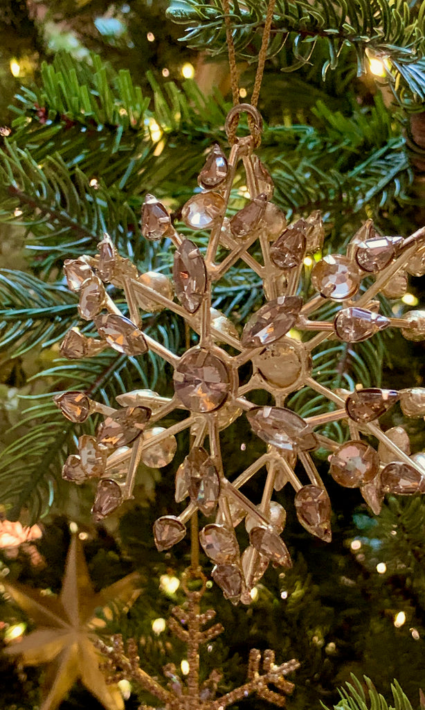Beaded snowflake 3D star tree decoration gold