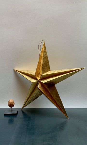 Golden paper folding star tree decoration