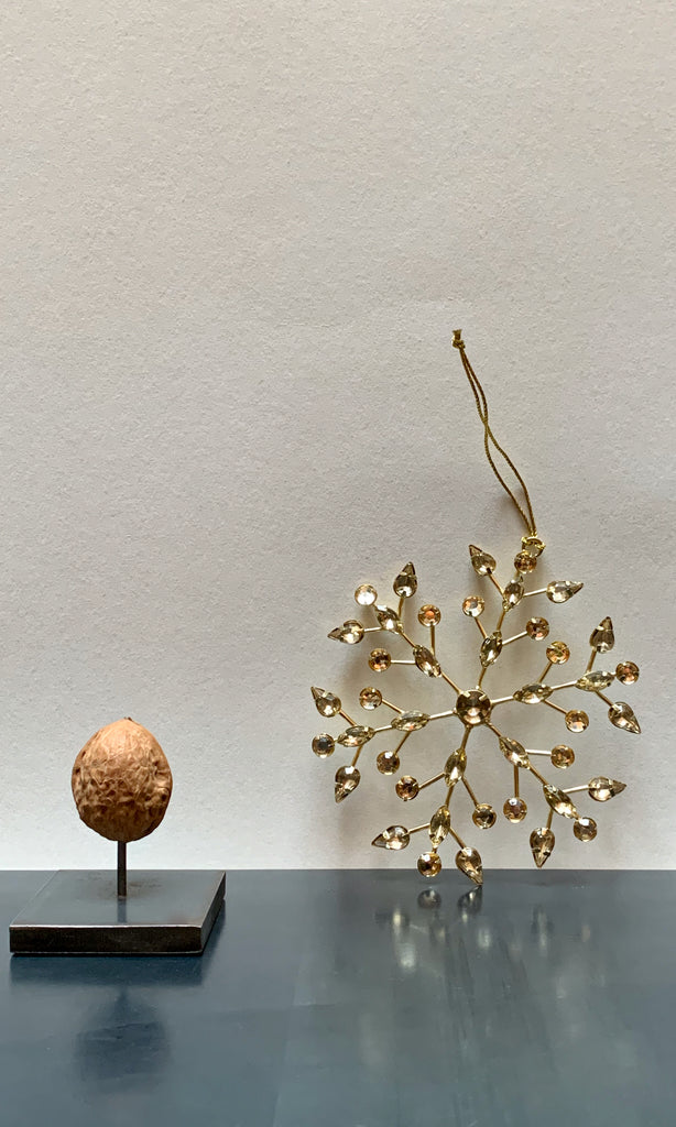 Beaded snowflake star gold tree decoration