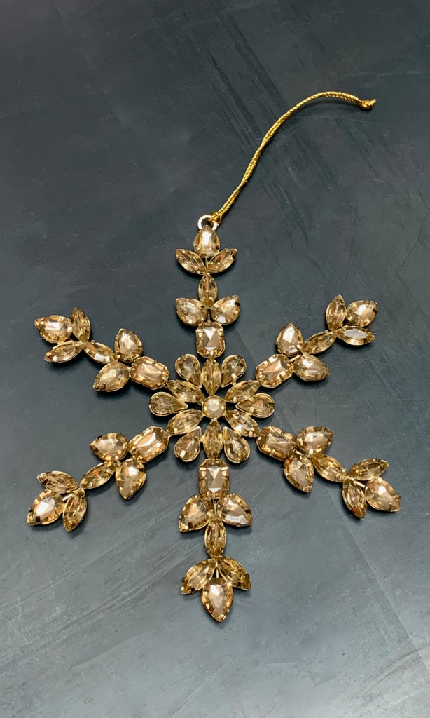 Beaded snowflake star gold tree decoration