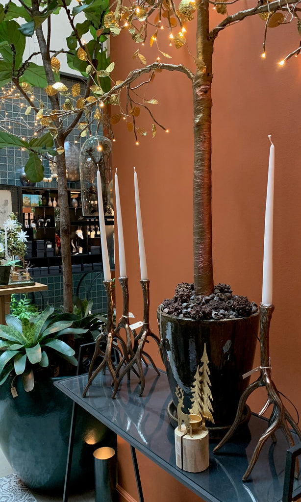 Antler candle holder copper finish