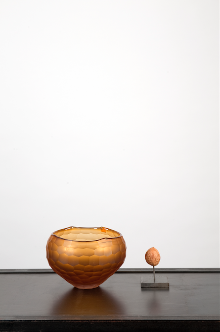 amber glass vase small