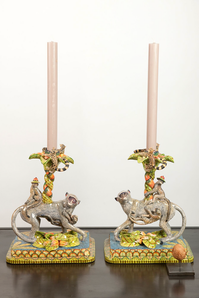 Ardmore ceramic monkey candle holder