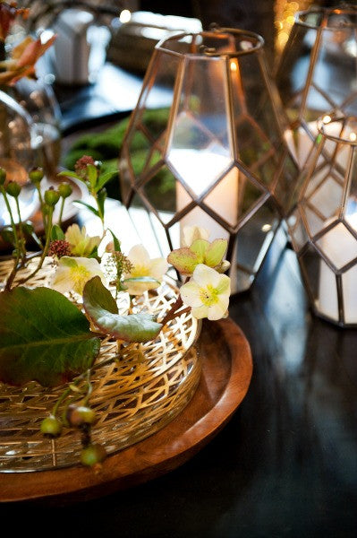 Brass grid vase äng