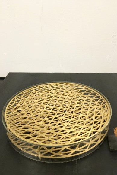 Brass grid vase large