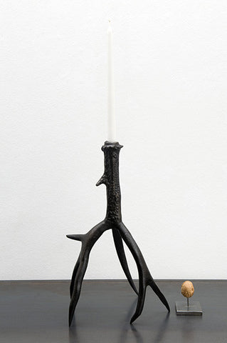 Antler candlestick large black