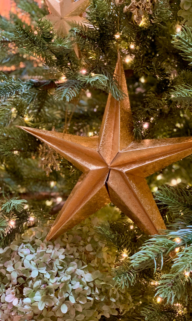 Golden paper folding star tree decoration