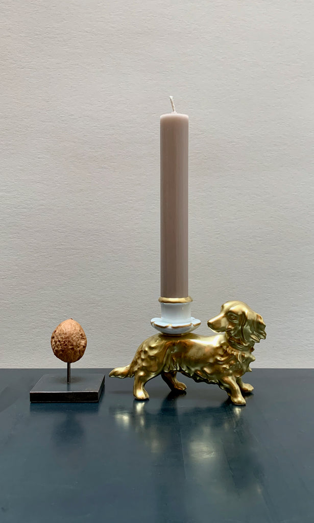 Urban Farm gold dog ceramic candle holder