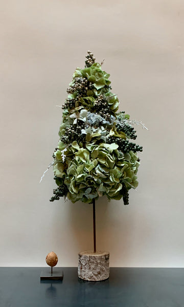 Hydrangea Christmas tree on wooden base