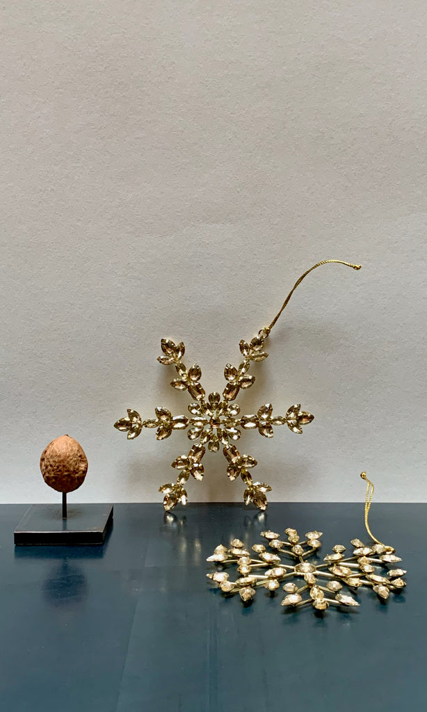 Beaded snowflake star gold tree decoration