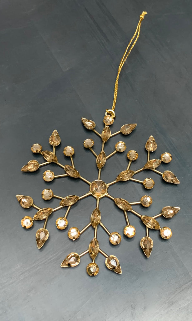 Beaded snowflake star gold tree decoration