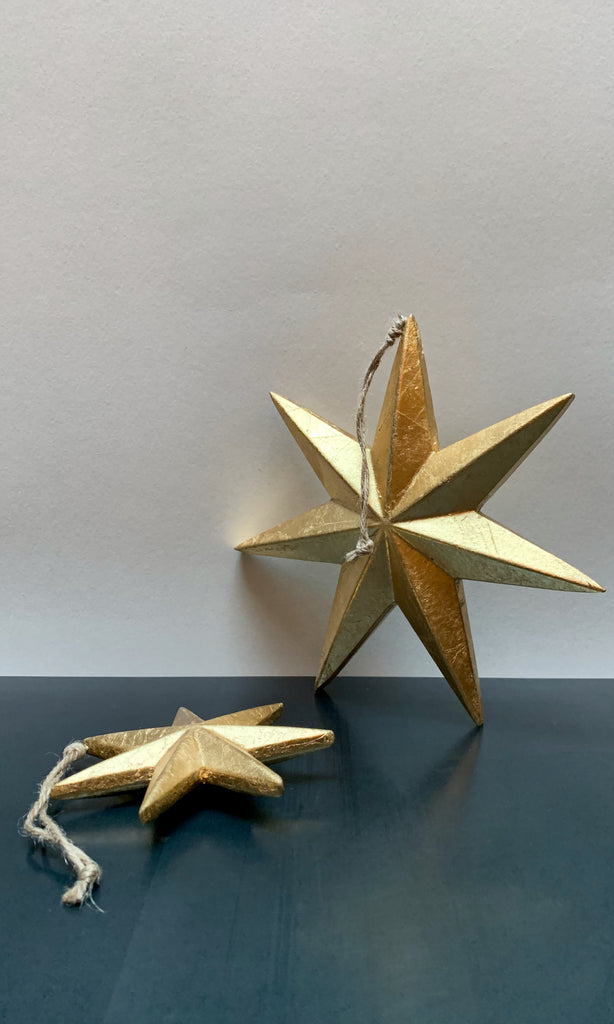Wooden star gold tree decoration