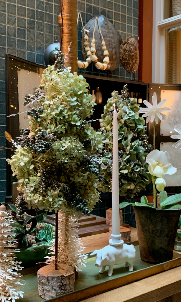 Hydrangea Christmas tree on wooden base