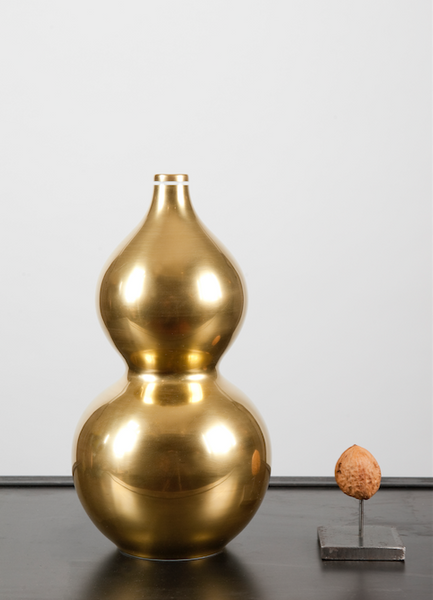 Ceramic calabash gold vase