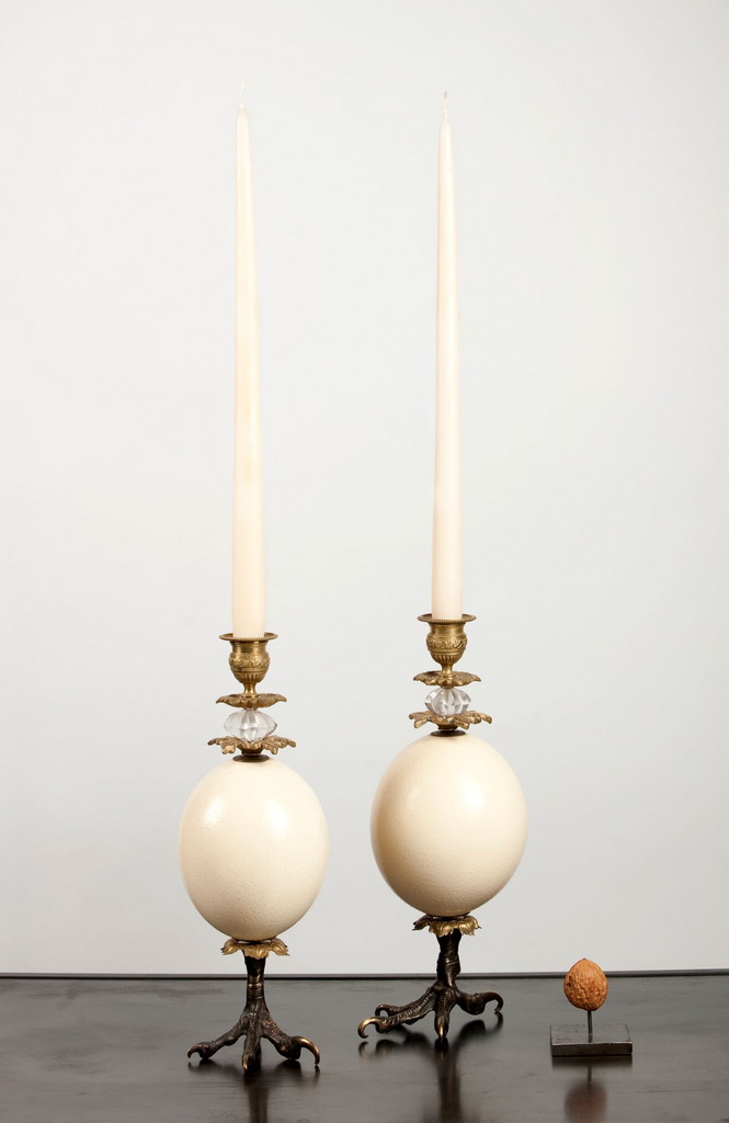 Klaus Dupont ostrich egg candle holder set