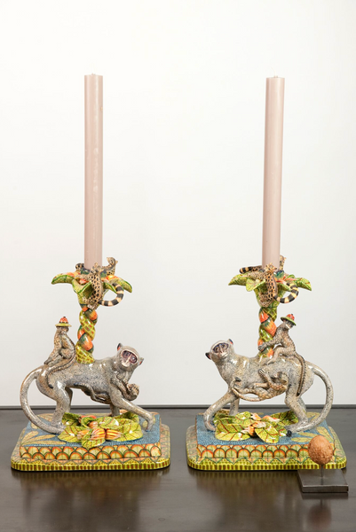 Ardmore ceramic monkey candle holder