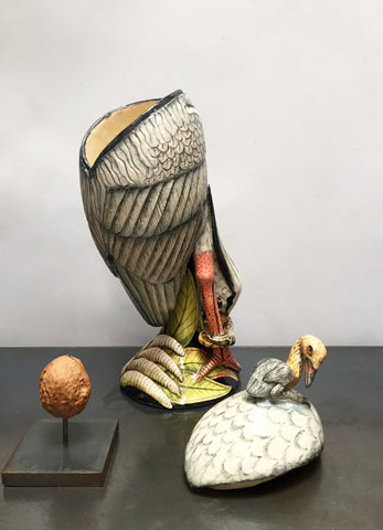 Ardmore stork with snake bowl