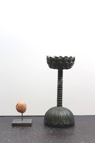 Bronze lotus candlestick